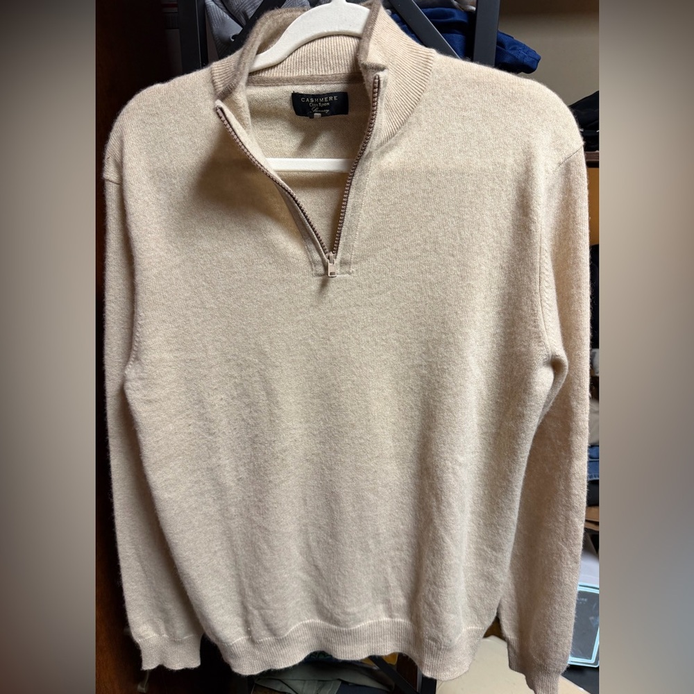 Club Room Men's 100% Cashmere 1/4 Zip Sweater M Designer luxury classic cozy